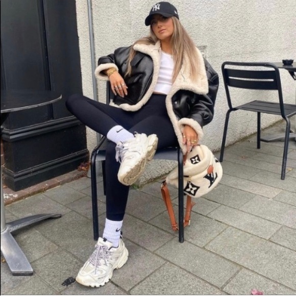 NWT ZARA Faux Leather Fleece Collar Jacket - Picture 6 of 16